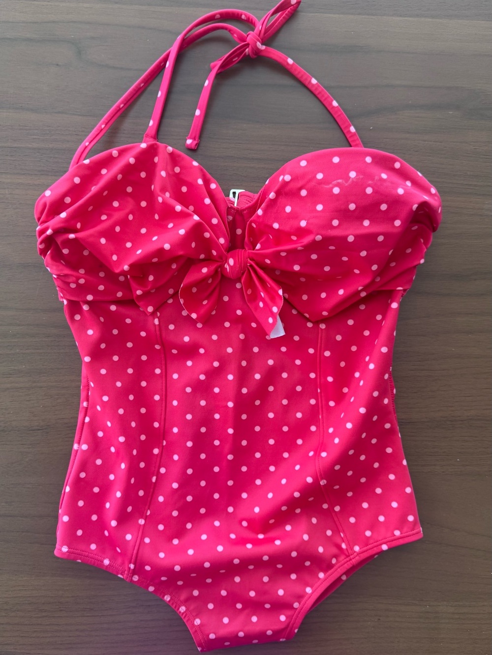 Spanx Polka Dot Retro Look One-Piece Swimsuit with Bow